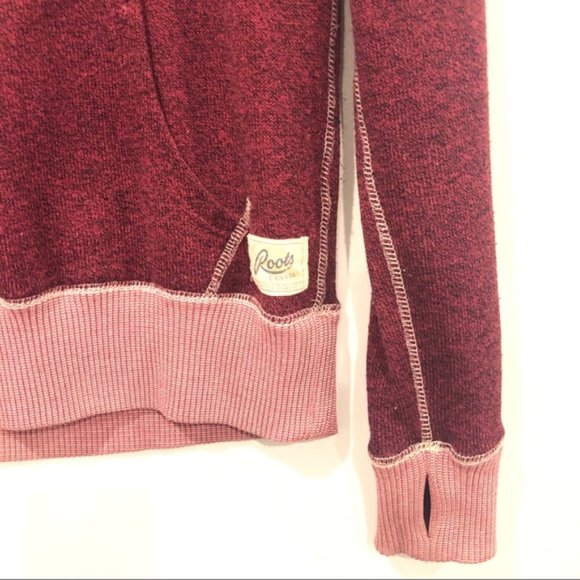 Roots Logo Hooded Sweatshirt Red Size XXS - Picture 4 of 8